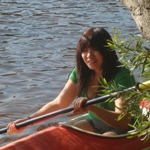 Celine in a K-1 Kayak